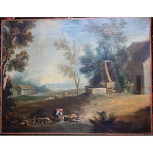 La Lavandière French School Of The 18th Century Oil On Canvas