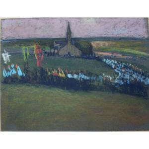 Luc Charon 1861-1923 The Pastel Breton Procession