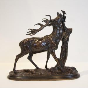 Browsing Stag No. 2 - Bronze By Pierre-jules Mêne