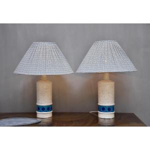 Pair Of Mid-century Ceramic Table Lamps By Bitossi Italy