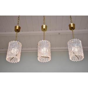 Mid-century Glass And Brass Lamps By Swedish Designer Carl Fagerlund