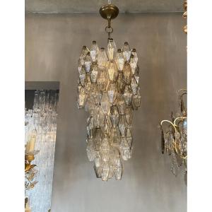 Mid-century Chandelier 'poliedri' By Carlo Scarpa For Venini Murano