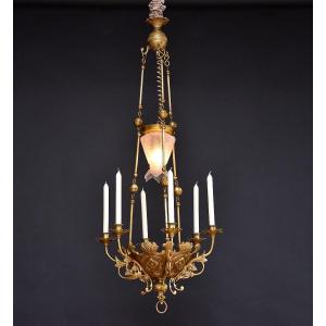 Brass Chandelier With Candles