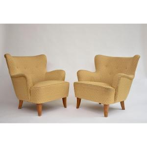  Pair Of Mid-century 'laila' Armchairs By Ilmari Lappalainen For Asko, 1948