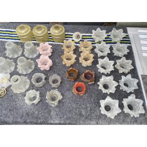 Set Of Satin Opaline Flowers For Chandeliers