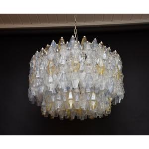Large Mid-century Murano 'poliedri' Chandelier By Carlo Scarpa For Venini