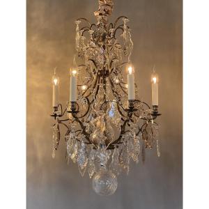 Rococo Style Crystal And Brass Chandelier