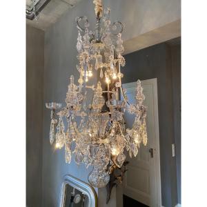 18th Century Silvered Crystal Chandelier