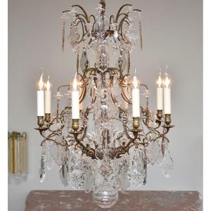 Rococo Style Crystal And Brass Chandelier