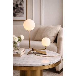 Mid-century Scandinavian Brass And Glass Table/desk Lamp