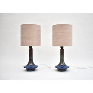 Pair Of Mid-century Danish Ceramic Table Lamps By Soholm