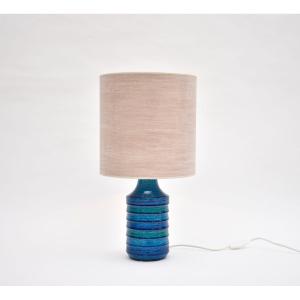 Mid-century Italian Ceramic Table Lamp, Blue/turquoise, By Bitossi