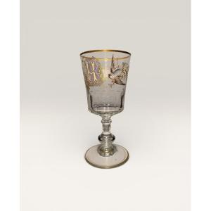 Enamelled Glass Pink Bird 19th Century