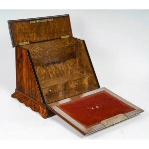  Harmonious Writing Box In Inlaid Rosewood And Thuja From The 19th Century.