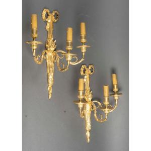 Pair Of Gilt Bronze Wall Sconces. 19th Century – Louis XVI Style