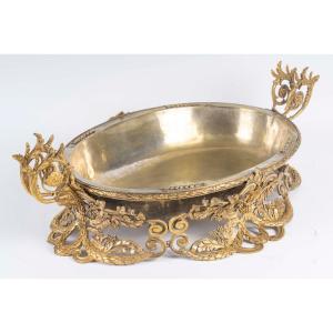 Fruit Bowl Forming A Centerpiece In Silvered And Gilt Bronze From The Napoleon III Period