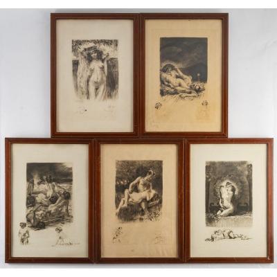 Suite Of 5 Engravings By Lobel Riche