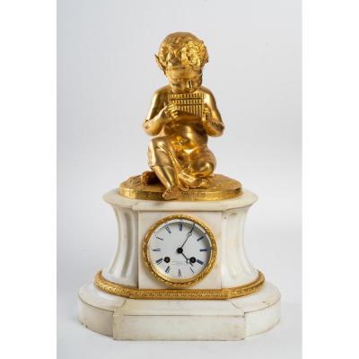Louis XVI Style Clock-terminal In Marble And Gilt Chiseled Bronze