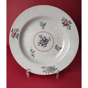 China Order - Eighteenth Century - Soup Plate Decorated With Flowers.