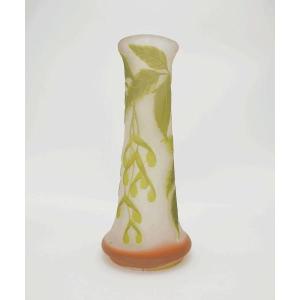 Emile Galle (1846-1904) - High Neck Vase Decorated With Samares Motifs.