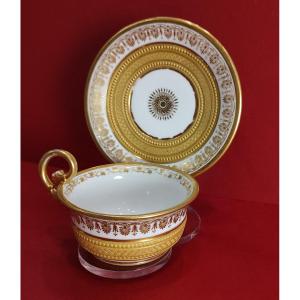 Paris - Manufacture De Schoelcher - Early 19th Century - Teacup And Saucer.