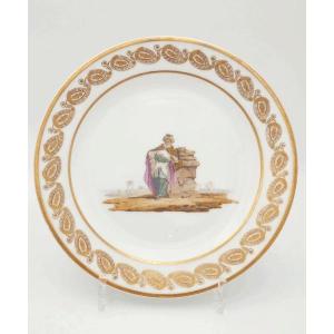 Locré Factory - Early 19th Century - Plate Decorated With A Turk Smoking A Pipe.