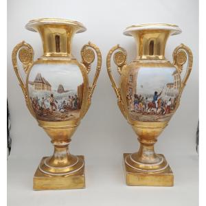 Paris - First Half Of The 19th Century - Pair Of Seditious Vases With Revolutionary Decorations