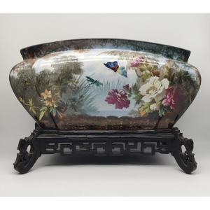 Creil And Montereau (between 1888/1920) - Planter Painted In The Japanese Style.