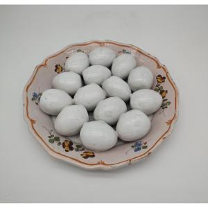 Trompe l'Oeil Nevers - 18th Century - Trompe l'Oeil Plate Of Peeled Hard-boiled Eggs.