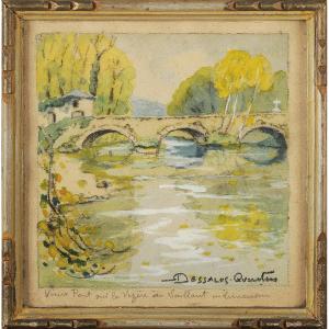 Robert Dessales-quentin (1885-1958) The Vézère And The Saillant Corrèze Bridge