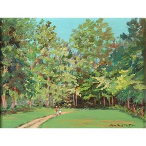 Jean-rené Truffier (1905-1982) Summer Walk With The Painter In Chancelade Périgueux Dordogne