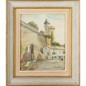 Robert Dessales-quentin (1885-1958) The Square Tower In Nontron Dordogne Périgord