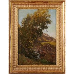 Louis Cabié (1853-1939) Le rocher de Cayre-Vézère aux Eyzies Sarlat Périgord Dordogne