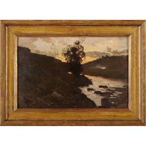 Louis Cabié (1853-1939) Sunset At Les Eyzies Périgord Dordogne