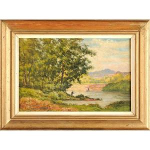 Jean-georges Pasquet (1851-1936) The Island At Campniac Dordogne Périgueux