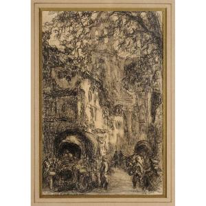 Lucien De Maleville (1881-1964) French Soldiers In A Northern Town