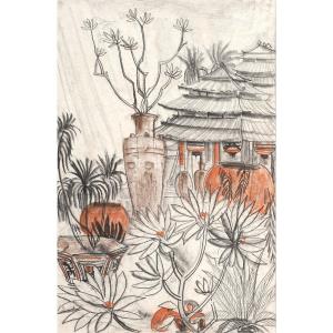 André Maire (1898-1984) Landscape With Pagodas In Vietnam