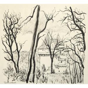 Pierre Zénobel (1905-1996) Château De Laussel - Commarque Dordogne