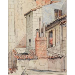 Louis-philippe Kamm (1882-1959) The Roofs Of Périgueux Dordogne Strasbourg