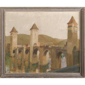 Suzanne Delbreil (1910-1978) The Valentré Bridge - Cahors Lot