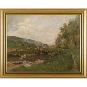 Louis Cabié (1853-1939) Bridge Over The Beune At Les Eyzies Périgord Dordogne