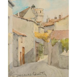 Robert Dessales-quentin (1885-1958) Sallegourde Tower Seen From Rue Séguier Périgueux Dordogne