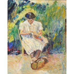 André Prugent (1882-1965) Women In Her Garden