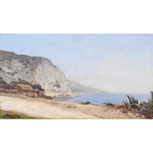 Louis Cabié (1853-1939) Road To Nice Near Antibes Mediterranean Sea