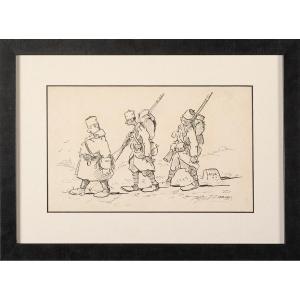 Senegalese Riflemen In Front Of Atur During The Second World War, Dordogne