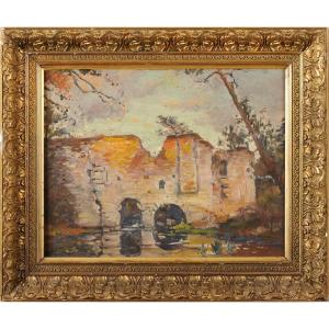 Marcel Poissonnié (1880-1949) Ruined Mill At Saint-michel-et-bonnefare Dordogne  Montaigne