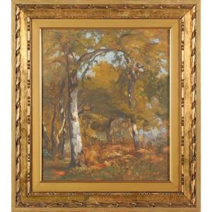 Louis Cabié (1853-1939) Undergrowth In Early Autumn