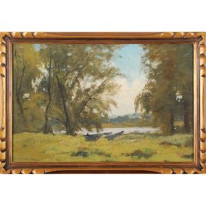 Louis Cabié (1853-1939) The Garonne At Portets, Gironde River