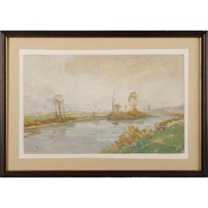 Louis Cabié (1853-1939) Autumn Mist On The Vézère At Les Eyzies, Dordogne