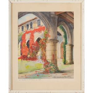 Robert Dessales-quentin (1885-1958) The Cloister Of Saint Jean De Côle Brantôme